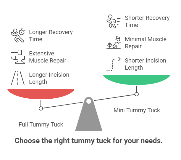 Comparison of full and mini tummy tuck procedures